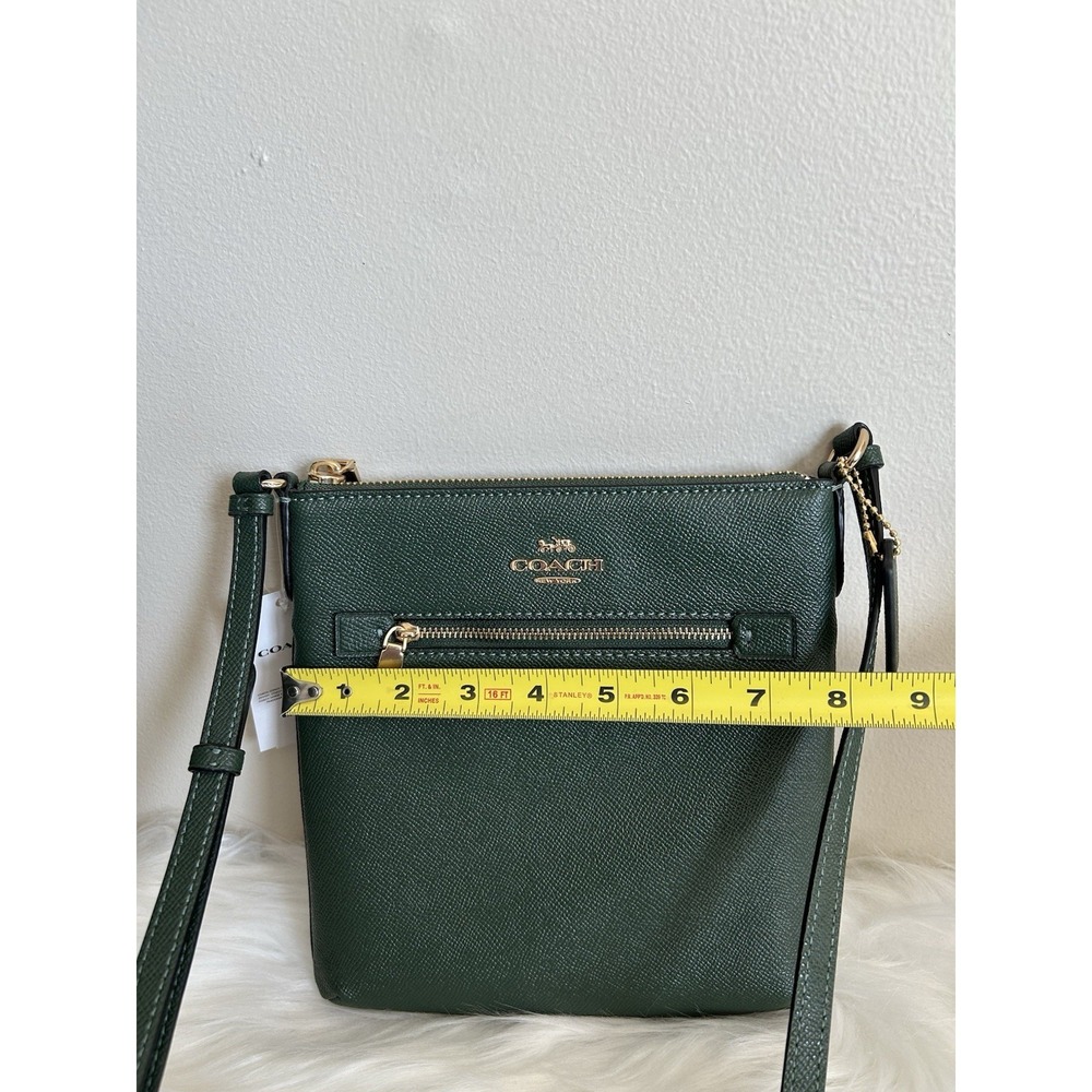 Coach Mini Rowan File Everglade Green Crossgrain Leather Crossbody Bag NWT - Picture 7 of 8